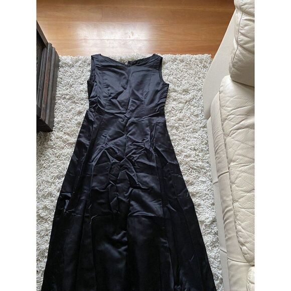 Vintage Dress Long Black Silk Full Length Sleeveless Small / Medium - Picture 2 of 10